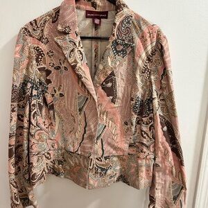 Jones Wear Jeans Women's Paisley Blazer Jacket Size 16 Pink Brown‎